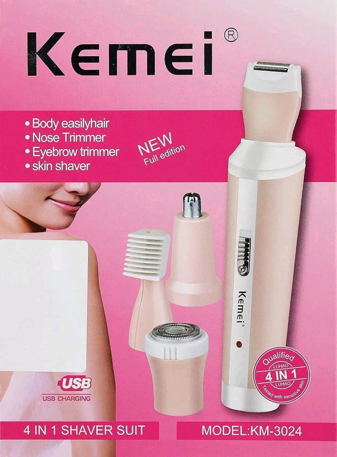 Kemei 4 in 1 Shaver Suit Hair Remover Trimer KM-3024